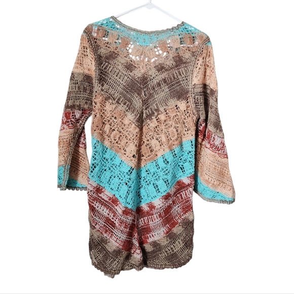 SOFT SURROUNDINGS open knit cover up sweater tunic blouse L - Picture 2 of 10